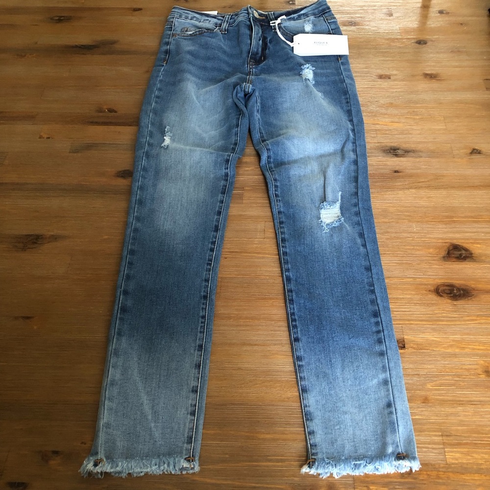 NWT Klique B Raw Hem High Rise Skinny Crop Jeans